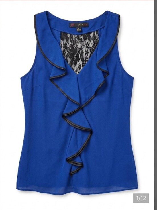 Heart Soul Tops - Heart Soul women's royal blue ruffled sleeveless top size M